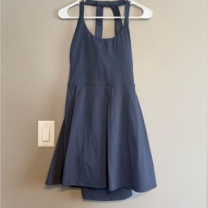 HALARA Backless Twisted Blue Halter Dress